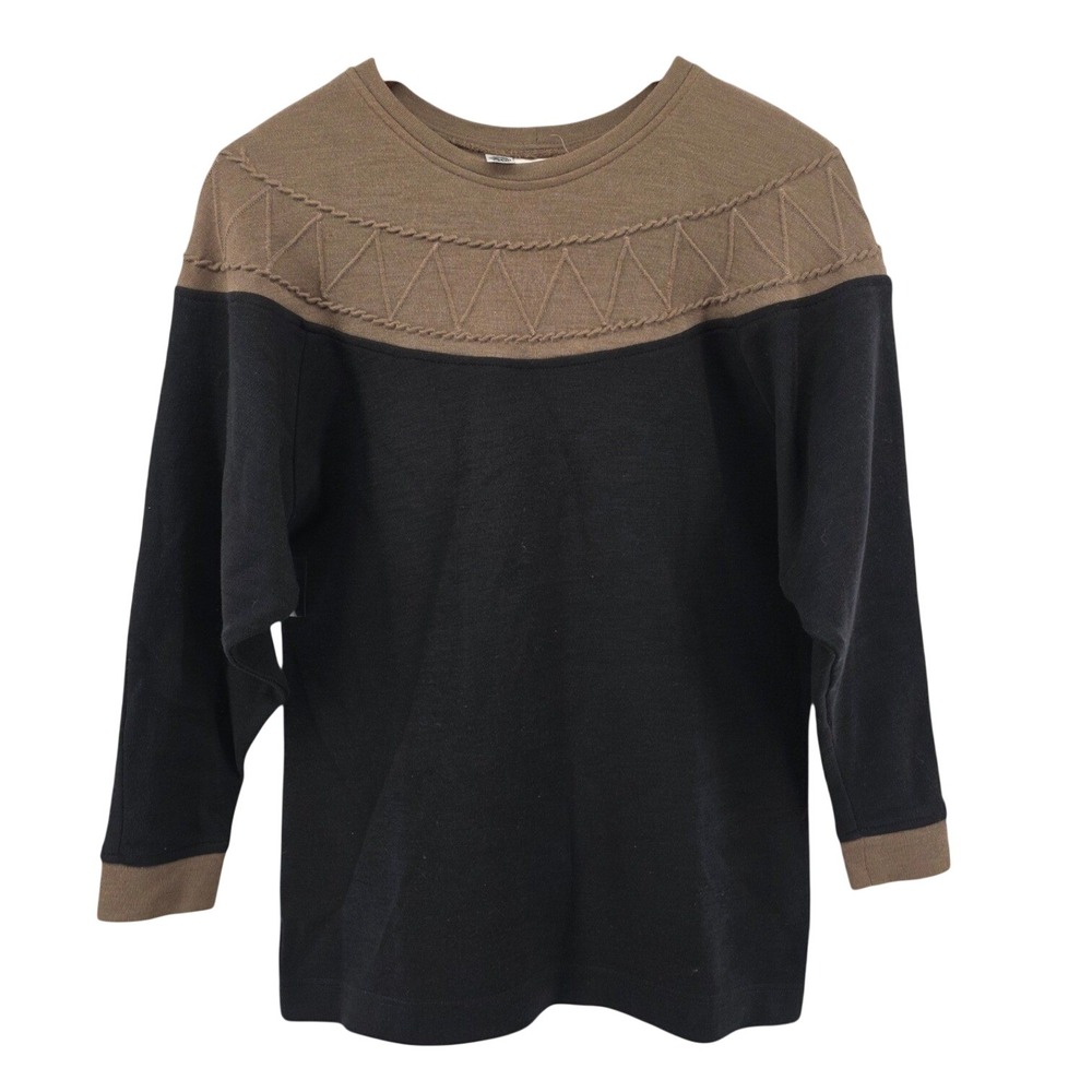 Trace Sweater Size Small Wool Vintage‎ Pullover Long Sleeve Preppy Black Brown